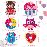 MALLMALL6 12Pcs Valentine's Day Fridge Magnets Crafts Kit Be Mine XOXO Heart Bear Refrigerator Magnet with Goodly Eyes Set for Adults Kids, Home Activities Romance DIY Diamond Stickers Art Project