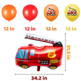 MALLMALL6 56Pcs Fire Truck Balloons Birthday Party Supplies Fire Engine Jumbo Aluminum Foil Balloon Mylar Helium Balloon Party Decorations Latex Balloon Fire Firefighter Party Favors for Kids