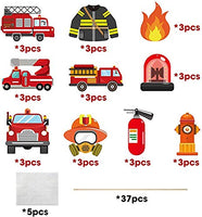 MALLMALL6 30Pcs Fire Truck Centerpiece Sticks Fireman Themed Birthday Party Favor Firefighter Table Topper Decorations Firetruck Fire Hat extinguisher Room Decor Photo Booth Props for Kids Baby Shower