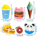 MALLMALL6 6Pcs Jumbo Food Novelty Squeeze Set- Hamburger Popcorn Pizza Ice Cream Donuts X2 Cream Scent Kawaii Soft Slow Rising Toys as Gift for Girls and Boys