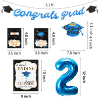 MALLMALL6 15Pcs Graduation Candy Bar Decorations Congrats Grad Banner Photo Backdrop Cake Toppers Bachelor Cap 2021 Blue Foil Balloons Celebration Party Supply Decor for College High School Yard Sign