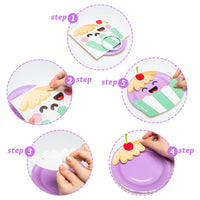 MALLMALL6 9Pcs Food Themed Paper Plate Art Kits for Kids Early Learning DIY Craft Art Project Waffle Pizza Hamburger Chips Donut Dessert Party Favors Decorations Classroom Art Supplies for Boys Girls