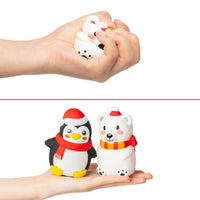 MALLMALL6 6pcs Christmas Slow Rising Squishies Toys for Kids and Adults, Jumbo Snowman Penguin Polar Bear Santa Claus Snowflake Soft Stress Relief Toys for Christmas Party Decoration Birthday Gifts