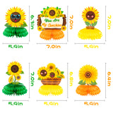 MALLMALL6 6Pcs Sunflower Honeycomb Centerpieces Cute Face Party Table Topper Warm Yellow Bright You are My Sunshine Sun Flower Theme Baby Shower Decorations Birthday Bridal Shower Wedding Supplies