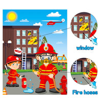 MALLMALL6 Firefighter Party Stickers Games for Kids Pin The Water On The Fire Hose and The Fire on The Window DIY Fireman Birthday Party Favors Party Supplies Decorations Pin Game with Blindfold