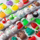 MALLMALL6 30Pcs Christmas Mochi Squeeze Toys for Kids Party Favors, Kawaii Animal Fruit Squeeze Stress Relief Toys for Christmas Decoration Treat Bags Gifts, Birthday Gifts, Goodie Bag