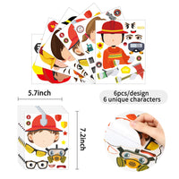 MALLMALL6 36Pcs Firefighter Sticker Make a Face Stickers Fireman Birthday Party Supplies Baby Shower Party Favors Party Decorations Room Decor Fire Chief Sticker DIY Crafts Games for Kids Boys Girls