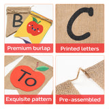 MALLMALL6 2Pcs Back to School Burlap banner Pongee Apple Composite Fabric Banner Flags Classroom Decorations Double Layers First Day of School Banners Party Supplies for Preschool Kindergarten College