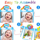 MALLMALL6 Rainbow 12 Months Photo Banner Newborn 1st Birthday Baby Monthly Milestone Photos Banner Colorful Balloon Photograph Bunting Garland Party Supplies Photo Booth Props for Kids Baby Shower