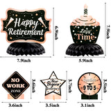 MALLMALL6 12Pcs Rose Gold Retirement Party Table Honeycomb for Woman 3D Happy Retirement Party Supplies Room Decor Retirement Photo Booth Props Table Topper of Lazy Time New Begin Journey