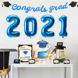 MALLMALL6 15Pcs Graduation Candy Bar Decorations Congrats Grad Banner Photo Backdrop Cake Toppers Bachelor Cap 2021 Blue Foil Balloons Celebration Party Supply Decor for College High School Yard Sign