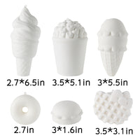 MALLMALL6 6Pcs DIY Slow Rising Jumbo Food Squishy Set-Hamburger Popcorn Donuts Cats Waffle Ice Cream ×2 Creamy Scent Kawaii Soft White Squishy Toys Great Gift as Keychain Phone Straps Bonus