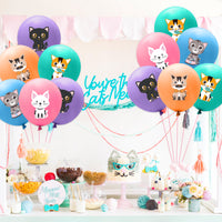 MALLMALL6 52pcs Cat Balloon Birthday Decorations Including 5 Styles Cute Cartoon Cats Print Latex Balloons Bouquets Adoption Pet Animal Party Favors Decor Supplies Photo Prop for Kids Boys Baby Shower