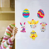 MALLMALL6 12Pcs Easter Fridge Magnet Craft Kit Easter Eggs Bunnies Chicks Lamb Eggshell Chicken Active Eyes Felt Set Diamond Stickers Fun Home Activities Springtime DIY Art Project for Kids