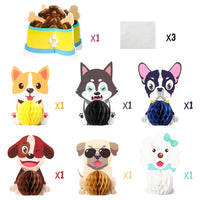 MALLMALL6 7Pcs Doggy Honeycomb Centerpiece Kit Puppy Themed Birthday Party Supplies Decorations 3D Dog Centerpieces Baby Shower Party Favors Photo Booth Props Table Topper for Pets Kids Adults