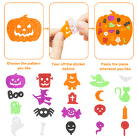 MALLMALL6 508Pcs Halloween Pumpkin Foam Stickers Glitter EVA Self Adhesive Decorations with Ghost Bat Cross Spider Cat Trick or Treat DIY Sticker for Greeting Invitation Card for Kids Party Supplies