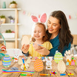 MALLMALL6 60Pcs Easter Wooden DIY Art Crafts for Kids Early Learning Painting Kits Unfinished Art Project Preschool Classroom Activities Painting Your Own Ornaments Party Gifts Decor for Tree Home