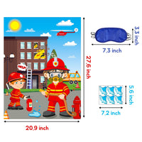 MALLMALL6 Firefighter Party Stickers Games for Kids Pin The Water On The Fire Hose and The Fire on The Window DIY Fireman Birthday Party Favors Party Supplies Decorations Pin Game with Blindfold