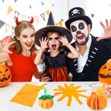 MALLMALL6 Pumpkin 6Pcs 3D Felt Halloween Craft Kit Trick or Treat Hollow-Out Basket Self-adhesive Handwork Pumpkin Ball with Spoof Face DIY Decors Set Party Supplies for Home Dining Room Decorations