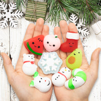 MALLMALL6 30Pcs Christmas Mochi Squeeze Toys for Kids Party Favors, Kawaii Animal Fruit Squeeze Stress Relief Toys for Christmas Decoration Treat Bags Gifts, Birthday Gifts, Goodie Bag