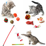 MALLMALL6 11Pcs Christmas Cat Stocking Toys Interactive Cat Toys Pack Including Feather Teaser Wand Catnip Mouse Crinkle Bells Ball Spring Toys for Indoor Cats, Christmas Hanging Stocking for Pet Cats