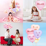 MALLMALL6 52Pcs Valentine's Day Balloons Candy Color Heart XOXO LUV U BE Mine KISS ME Sweet Banner Garland Decorations Proposal Show Love Anniversary Wedding Party Valentines Supplies
