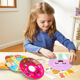 MALLMALL6 9Pcs Food Themed Paper Plate Art Kits for Kids Early Learning DIY Craft Art Project Waffle Pizza Hamburger Chips Donut Dessert Party Favors Decorations Classroom Art Supplies for Boys Girls