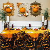 MALLMALL6 3Pcs Halloween Themed Tablecloth Party Decorations Supplies Large PE Plastic Pumpkins Design Rectangular Table Cover for Outdoor Picnic Patio Indoor Dining Room Kitchen 54x71 Inches