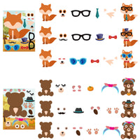 MALLMALL6 45pcs Woodland Animals Make a Face Sticker 9 Kinds DIY Your Own Forest Animal Stickers Autumn Dress Up Art Craft Happy Fall Mixed and Matched Party Favor Game and Birthday Decoration for kid