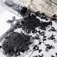 MALLMALL6 250pcs Dirt Bike Confetti Black Motorbike Racer Table Scatter Confetti Decoration Tissue Paper Flick Flutter Sticks for Boys Girls Art Craft Birthday Party Wedding Celebration Anniversary