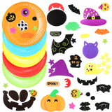 MALLMALL6 9Pcs Halloween Theme Paper Plate Art Kits for Kids Early Learning DIY Craft Sticker Card Parent-Child Games Activity Art Project Classroom Party Supplies for Preschool Toddler Boys Girls