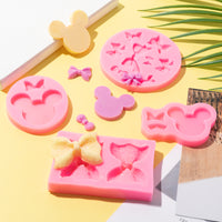 MALLMALL6 4Pcs Mouse Head Bow Fondant Silicone Mold for Cake Decoration Mini Bowknot DIY Craft Items Chocolate Fondant Candy Baking Mould Cupcake Topper Decor Great Molds Supplies for Birthday Party