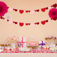 MALLMALL6 Valentine’s Day Table Runner Love Hearts Banner Decorations Set Lace Dinner Tables Runners Linens Tablecloths Felt Hearts Garlands Room Decor for Wedding Engagement Anniversary Mother’s Day