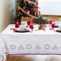 MALLMALL6 3Pcs Christmas Tablecloth Party Decorations Large Plastic Rectangular Waterproof White Themed Table Cover Set Supplies for New Year Winter Dining Room Stove Indoor Outdoor 47x71 Inches