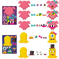 MALLMALL6 40Pcs Monsters Make a Face Stickers Sheets Birthday Halloween Party Supplies Little Monster Party Favor DIY Art Crafts Games Make Your Own Sticker Baby Shower Decorations for Kids Boys Girls