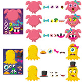 MALLMALL6 40Pcs Monsters Make a Face Stickers Sheets Birthday Halloween Party Supplies Little Monster Party Favor DIY Art Crafts Games Make Your Own Sticker Baby Shower Decorations for Kids Boys Girls