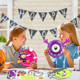 MALLMALL6 15pcs Halloween Paper Plate Art Kit for Kid 3D Pumpkin DIY Craft Sticker Games Trick or Treat Early Learning Artwork Project Halloween Party Favor Supplies for Toddler Preschool Activities