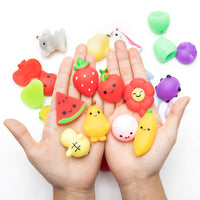 MALLMALL6 30Pcs Mochi Squeeze Toys for Kids Party Decorations Favors Stress Relief Birthday Gift Treat Goodie Bags Fruit and Animals Shape Kawaii Mini Toys Classroom Prize for Boys Girls