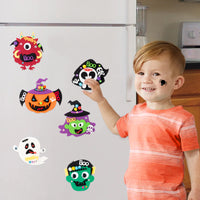 MALLMALL6 12Pcs Halloween Fridge Magnets Craft Kit DIY Felt Ghost Monster Witch Pumpkin Vampire Zombie Refrigerator Magnet with Goodly Eyes for Kids Halloween Party Handcraft Art Project Supplies