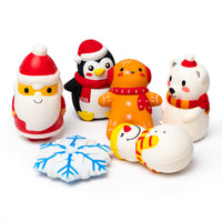 MALLMALL6 6pcs Christmas Slow Rising Squishies Toys for Kids and Adults, Jumbo Snowman Penguin Polar Bear Santa Claus Snowflake Soft Stress Relief Toys for Christmas Party Decoration Birthday Gifts