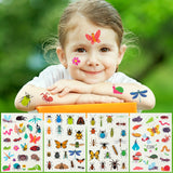 MALLMALL6 8pcs Insect Temporary Tattoos Bug Nature Body Sticker Waterproof Animal Insects Decor Art Fake Face Hand Tattoo Stickers for Boys Girls Birthday Party Classroom Rewards Gift Bag Fillers