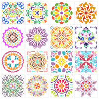 MALLMALL6 16Pcs Mandala Stencils Mandala Dot Painting Stencil Templates for Rock Painting Paint On Wood Wall Stone DIY Art Crafts Project Reusable Flower Drawing Supplies Home Decor (6 x 6 Inch)