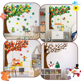 MALLMALL6 198Pcs Classroom Tree Bulletin Board Decor Seasonal Tree Autumn Spring Summer Winter Cutouts Border Set Four Seasons Chalkboard Wall Decorations for Kindergarten Elementary School Home