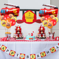 MALLMALL6 56Pcs Fire Truck Balloons Birthday Party Supplies Fire Engine Jumbo Aluminum Foil Balloon Mylar Helium Balloon Party Decorations Latex Balloon Fire Firefighter Party Favors for Kids