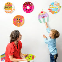 MALLMALL6 9Pcs Food Themed Paper Plate Art Kits for Kids Early Learning DIY Craft Art Project Waffle Pizza Hamburger Chips Donut Dessert Party Favors Decorations Classroom Art Supplies for Boys Girls