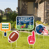 MALLMALL6 5Pcs Football Birthday Yard Signs Happy Birthday Touch Down Waterproof Large Sign Sport Game Themed Photo Prop with Stakes Party Decoration Supplies for Rugby Outdoor Lawn Garden Backyard