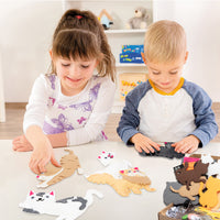 MALLMALL6 12pcs Cats Sewing Craft Kit for Kids DIY Fun Animal Plush Toys Easy to Sew  Early Learning Crafts Handicrafts Gift Theme Party Decoration Supplies for Girls & Boys Educational Beginner