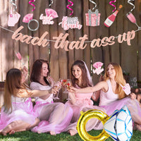 MALLMALL6 34Pcs Bachelorette Party Decoration Bach That Ass Up Banner Bride to Be Hanging Swirl Centerpiece Bridal Shower Party Balloon Rose Gold Supplies for Single Ladies Premarital Celebration