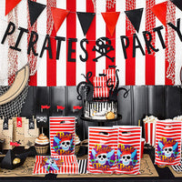 MALLMALL6 50Pcs Pirate Candy Treat Bags Party Favors Goodies Bag Pirates Birthday Party Supplies Pirate Skull Decorations Caribbean Sea Party Pack Party Games Loot Bags for Kids Boys Girls