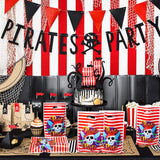 MALLMALL6 50Pcs Pirate Candy Treat Bags Party Favors Goodies Bag Pirates Birthday Party Supplies Pirate Skull Decorations Caribbean Sea Party Pack Party Games Loot Bags for Kids Boys Girls